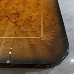 Luxury Rectangular Coffee Table with Premium Burl Veneer and Elegant Open Base